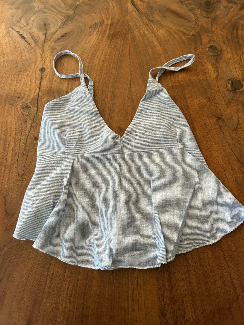 Brandy Melville Light Blue Striped V-Neck Tank